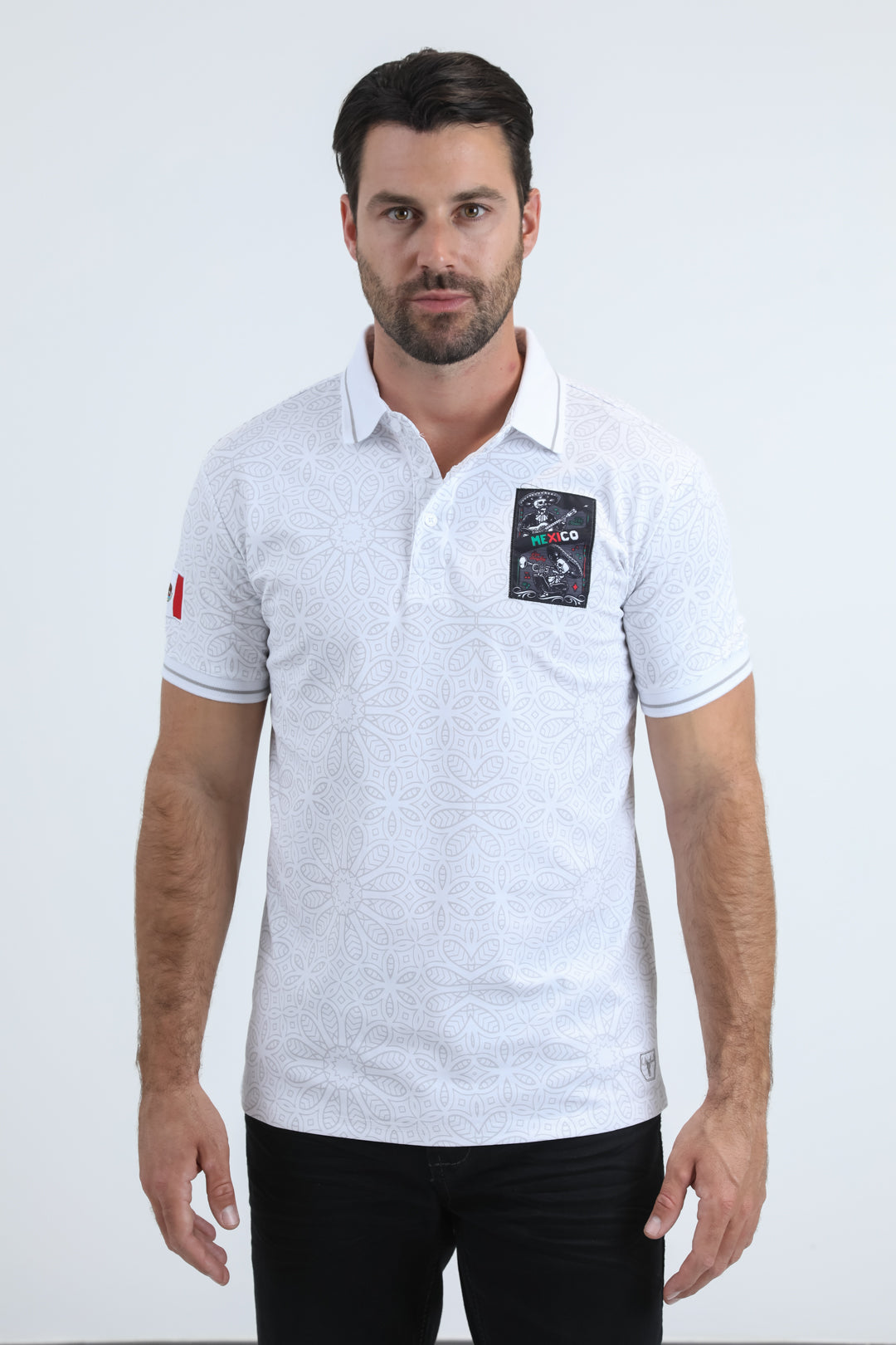 Mens Modern Fit Stretch Cotton White Polo