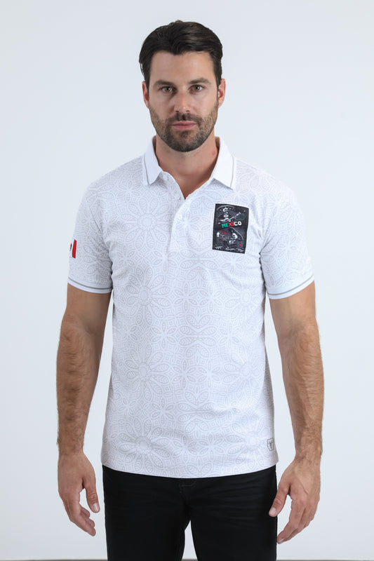 Mens Modern Fit Stretch Cotton White Polo