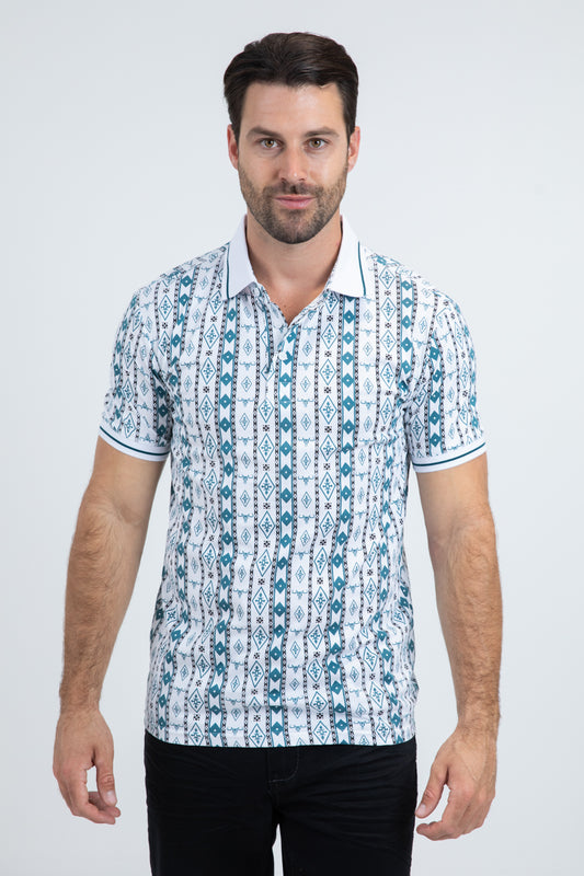 Mens Modern Fit Stretch Cotton White Polo