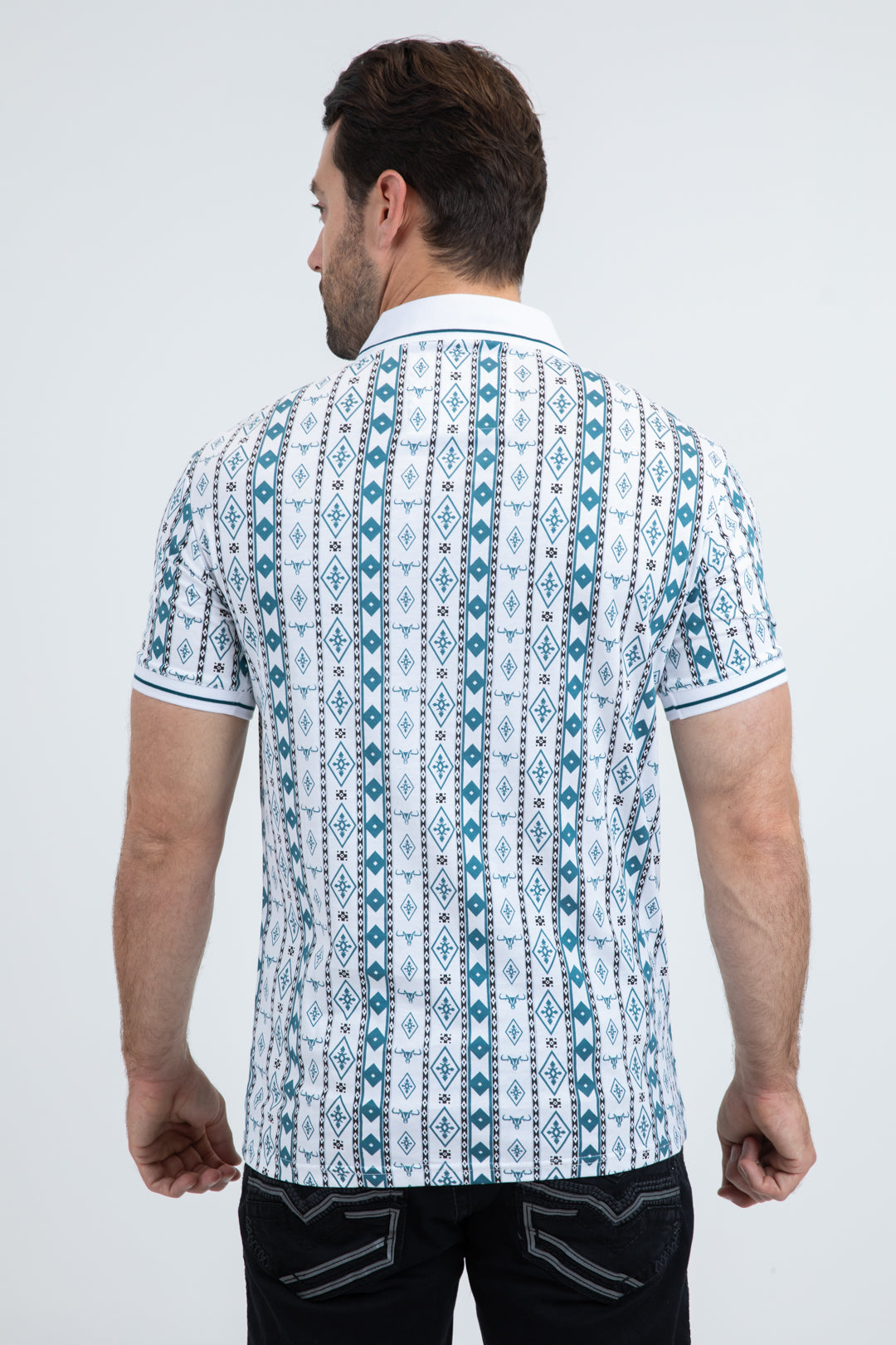 Mens Modern Fit Stretch Cotton White Polo