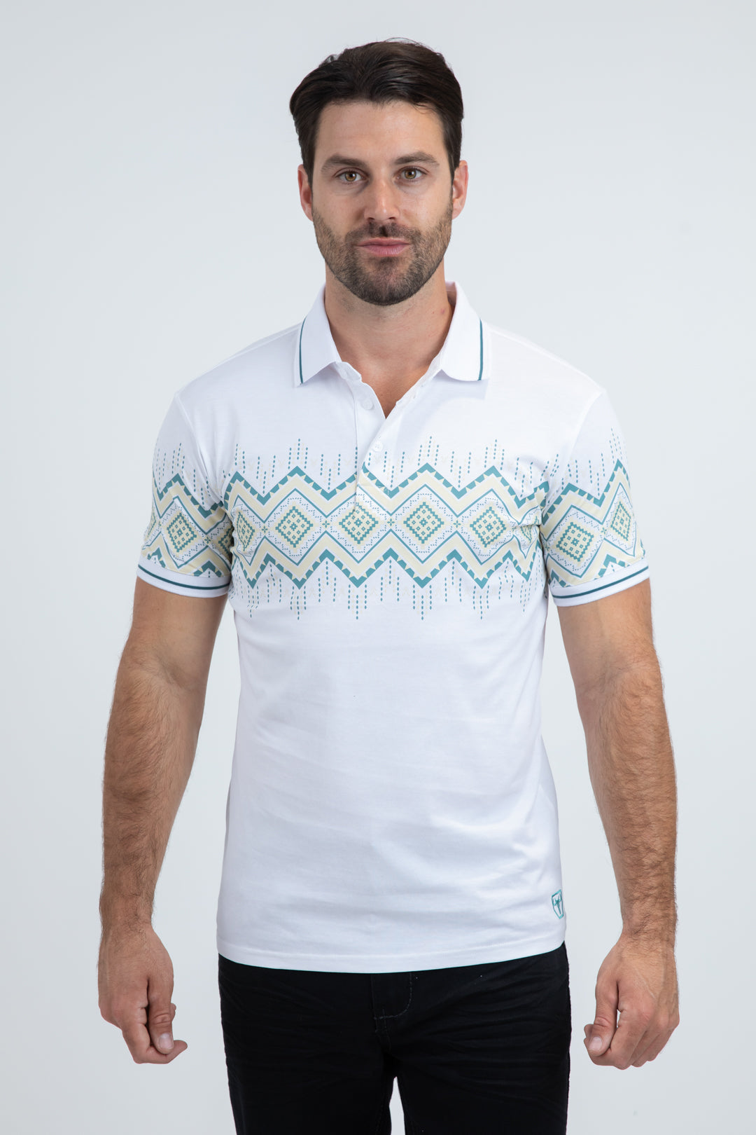 Mens Modern Fit Stretch Cotton White Polo