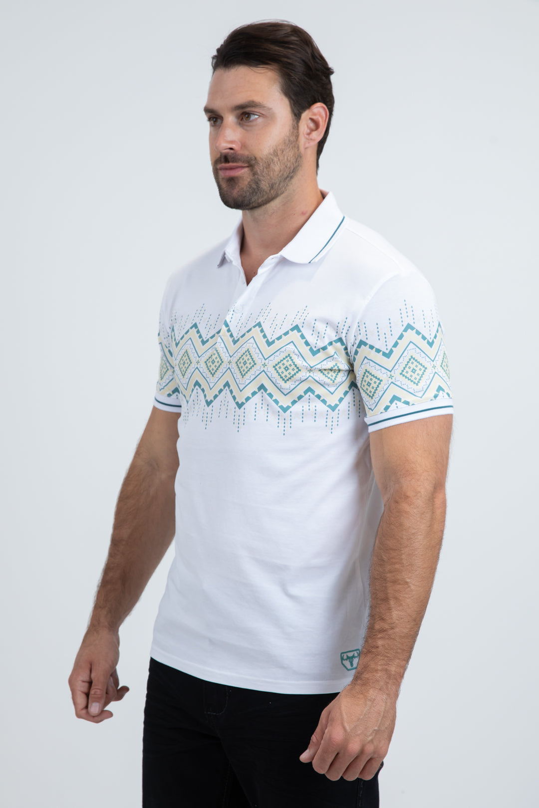 Mens Modern Fit Stretch Cotton White Polo