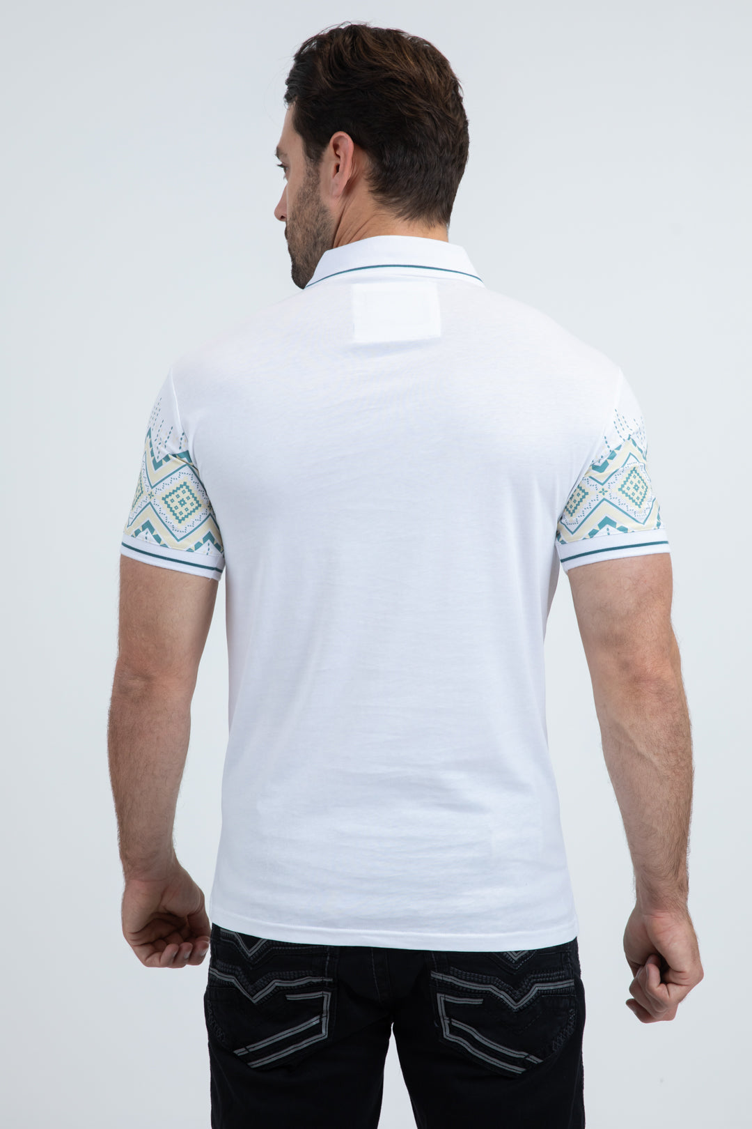 Mens Modern Fit Stretch Cotton White Polo