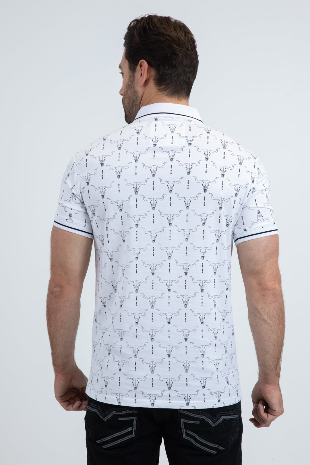 Mens Modern Fit Stretch Cotton White Polo