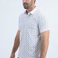 Mens Modern Fit Stretch Cotton White Polo with Aztec Print