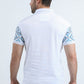 Mens Modern Fit Stretch Cotton White Polo with Aztec Print