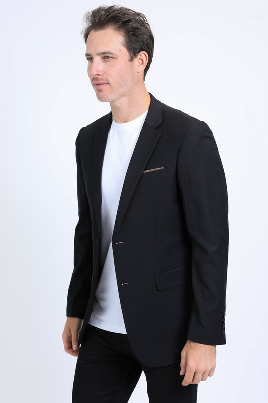 black modern fit stretch blazer men platini 