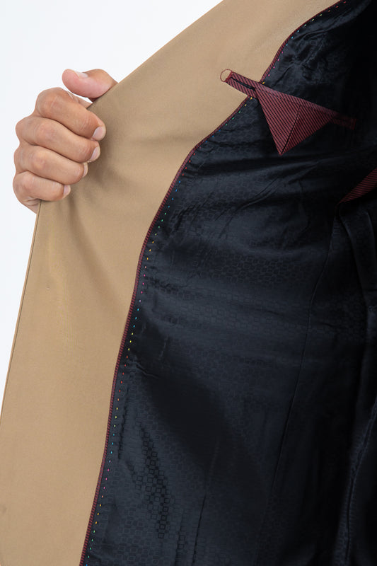 brown modern fit stretch blazer men platini front inner pocket detail