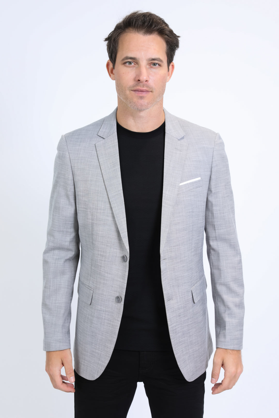 Mens Modern Fit Stretch Date Night Grey Blazer