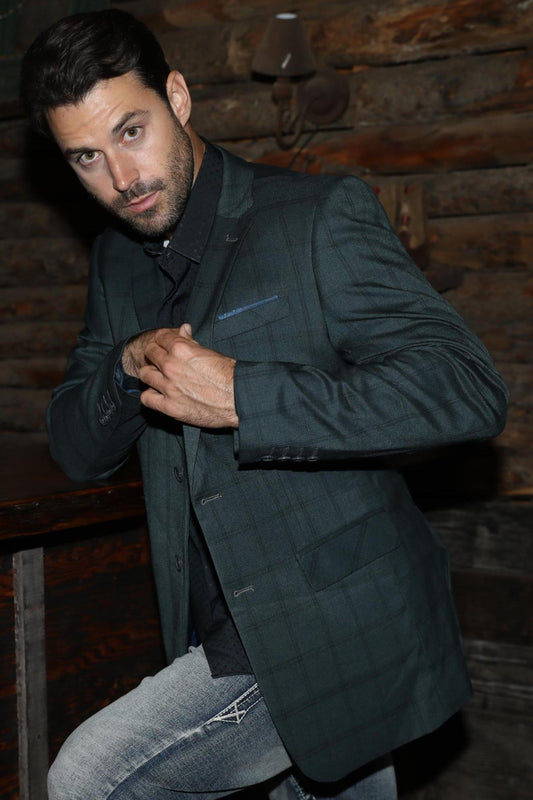 green modern fit stretch blazer men platini lifestyle