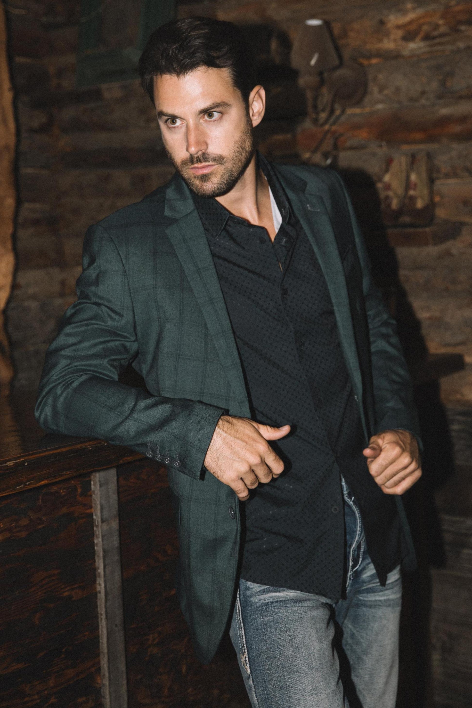green modern fit stretch blazer men platini lifestyle
