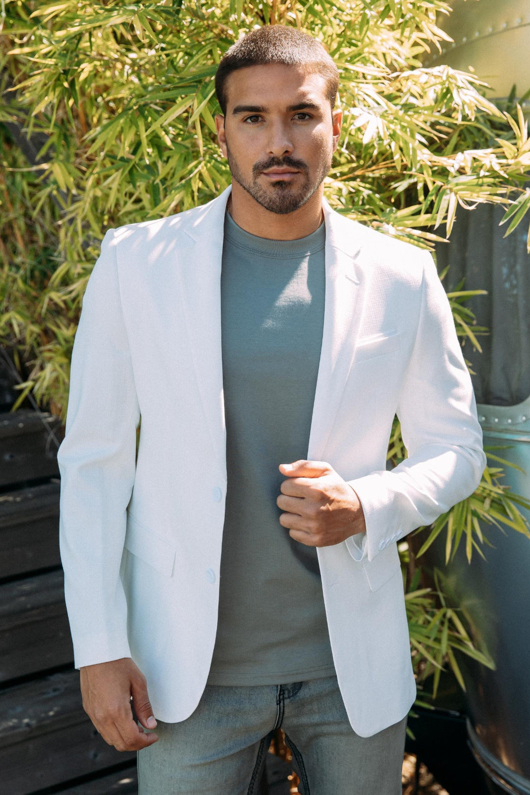white modern fit stretch blazer men platini lifestyle