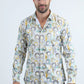 Mens Modern Fit Stretch Foil Fashion Beige Shirt