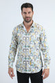 Mens Modern Fit Stretch Foil Fashion Beige Shirt