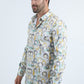 Mens Modern Fit Stretch Foil Fashion Beige Shirt