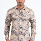 Beige Modern Fit Stretch Foil Fashion Shirt Men