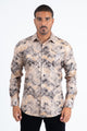Mens Modern Fit Stretch Foil Fashion Beige Shirt