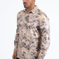 Beige Modern Fit Stretch Foil Fashion Shirt Men