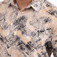 Beige Modern Fit Stretch Foil Fashion Shirt Men