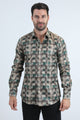 Mens Modern Fit Stretch Foil Fashion Beige Shirt