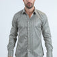 Mens Modern Fit Stretch Foil Fashion Beige Shirt