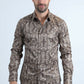 Mens Modern Fit Stretch Foil Fashion Beige Shirt