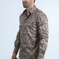 Mens Modern Fit Stretch Foil Fashion Beige Shirt
