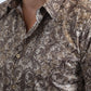 Mens Modern Fit Stretch Foil Fashion Beige Shirt