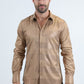 Mens Modern Fit Stretch Foil Fashion Beige Shirt