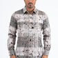 Beige Modern Fit Stretch Foil Fashion Shirt Men