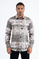 Mens Modern Fit Stretch Foil Fashion Beige Shirt