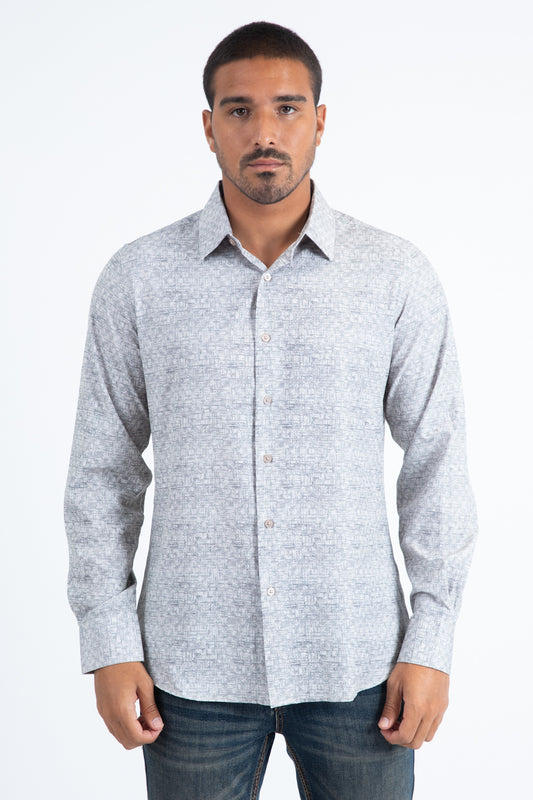 Mens Modern Fit Stretch Foil Fashion Beige Shirt