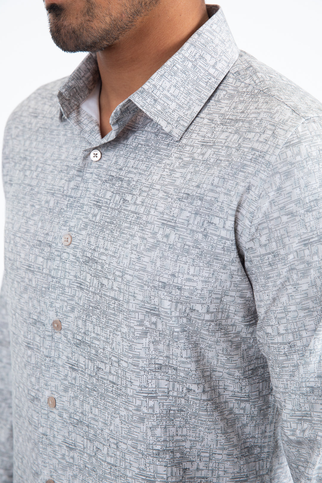 Mens Modern Fit Stretch Foil Fashion Beige Shirt