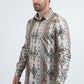 Mens Modern Fit Stretch Foil Fashion Beige Shirt