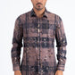 Black Brown Modern Fit Stretch Foil Fashion Shirt Men