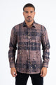 Mens Modern Fit Stretch Foil Fashion Black/Brown Shirt