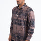 Black Brown Modern Fit Stretch Foil Fashion Shirt Men