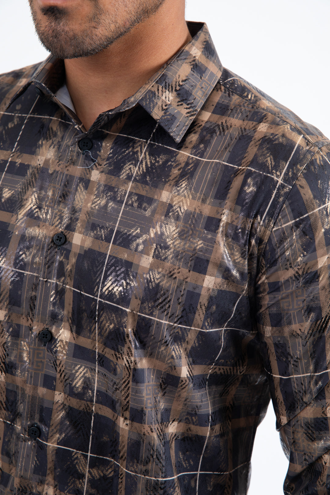Black Camel Modern Fit Stretch Foil Fashion Shirt Men