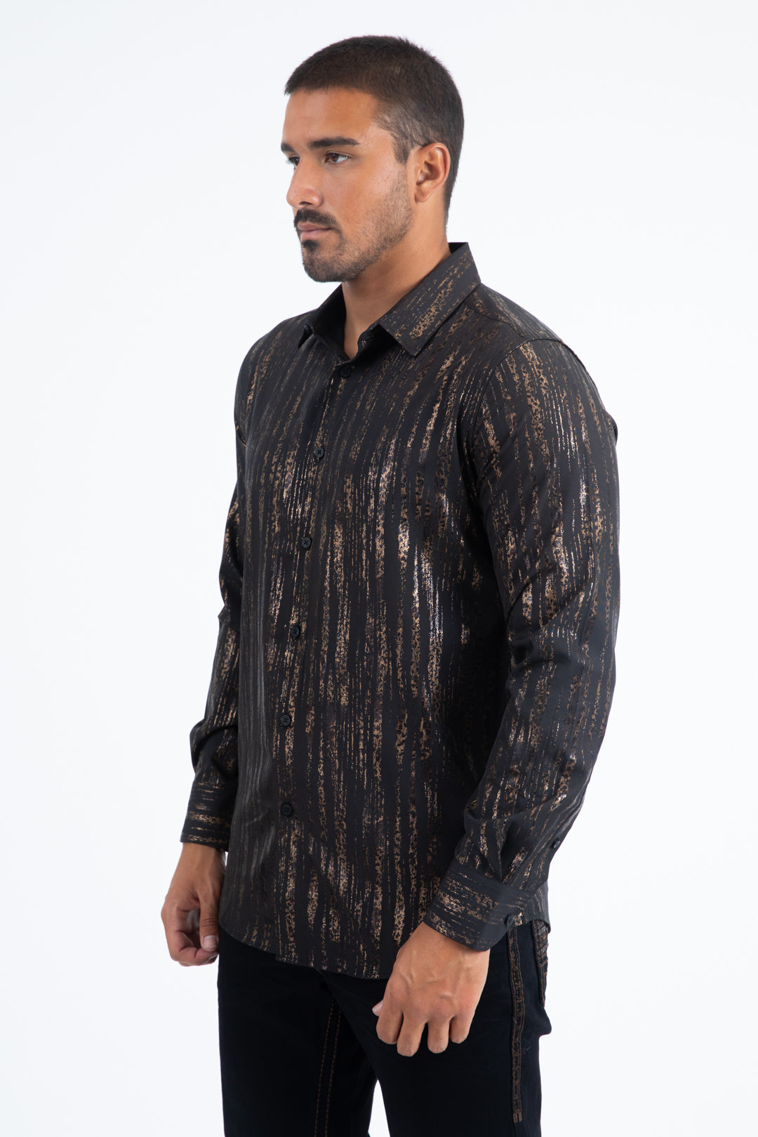 black artistic texture foil shirt side platini