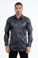 Mens Modern Fit Stretch Foil Fashion Black Shirt