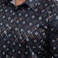Black Modern Fit Stretch Foil Fashion Shirt Men