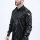 Mens Modern Fit Stretch Foil Fashion Black Shirt