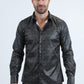 Mens Modern Fit Stretch Foil Fashion Black Shirt