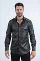 Mens Modern Fit Stretch Foil Fashion Black Shirt