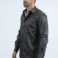 Mens Modern Fit Stretch Foil Fashion Black Shirt