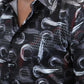 Mens Modern Fit Stretch Foil Fashion Black Shirt