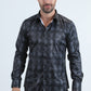 Mens Modern Fit Stretch Foil Fashion Black Shirt
