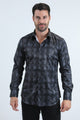Mens Modern Fit Stretch Foil Fashion Black Shirt
