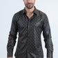 Mens Modern Fit Stretch Foil Fashion Black Shirt