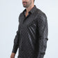 Mens Modern Fit Stretch Foil Fashion Black Shirt